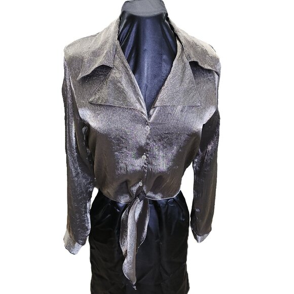Tiramisu Tops - Vintage Pewter Metallic Blouse